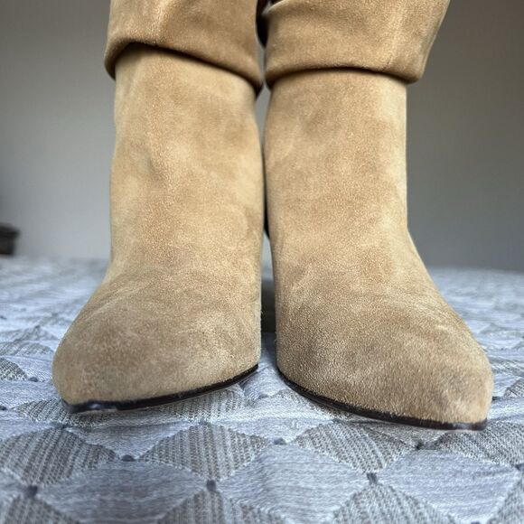 Toral Revolve Golden Tan Brown Heeled Boots Women EU 39 US 8.5 Slouchy Chic - Picture 9 of 16